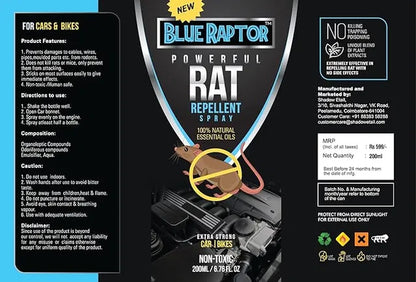 Blue Raptor Rat Repellent Spray for Cars – Powerful Rodent Protection