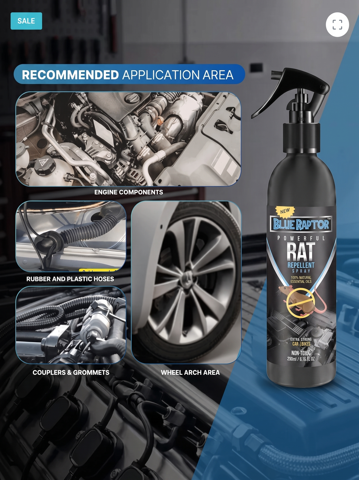 Blue Raptor Rat Repellent Spray for Cars – Powerful Rodent Protection