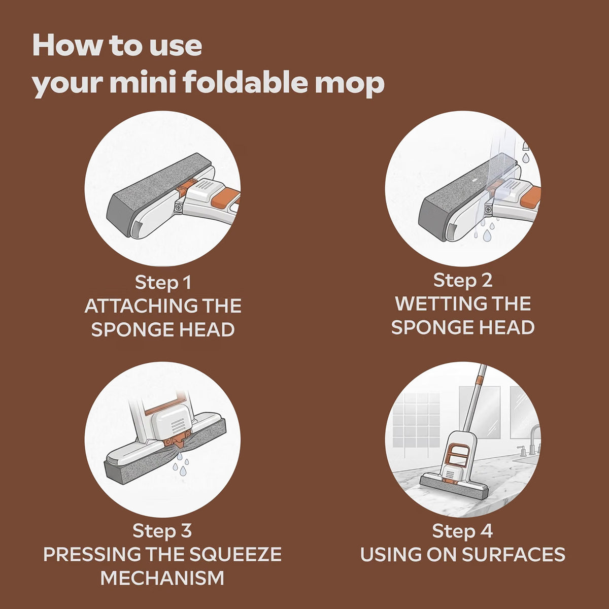 Mini Foldable Mop for Kitchen (Pack of 1)